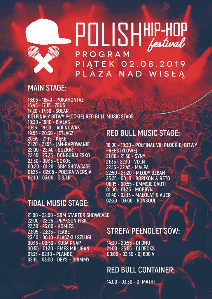 Polish Hip-Hop Festival 2109 - timetable piątek 2 sierpnia