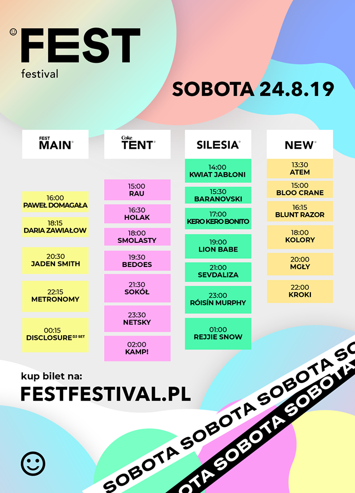fest festival 2019 timetable sobota 24 sierpnia