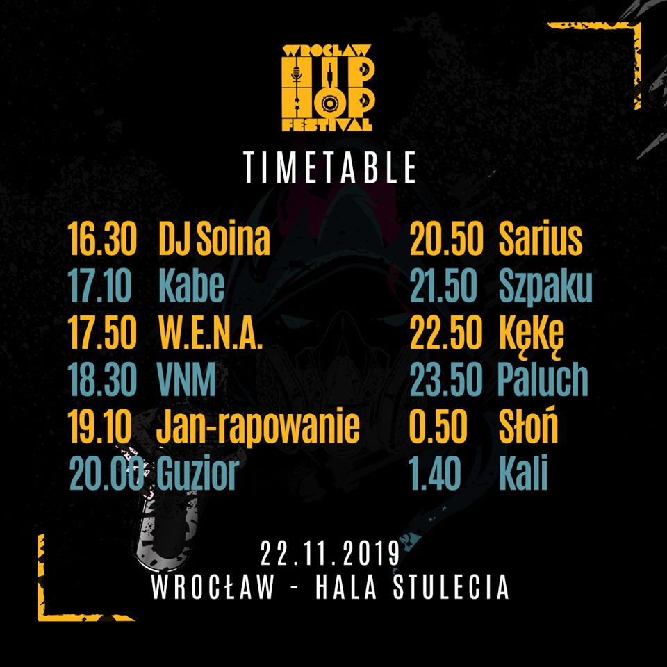 Wrocław Hip Hop Festiwal 2019 - timetable