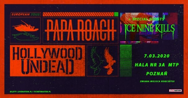 Papa Roach i Hollywood Undead - koncert w Polsce