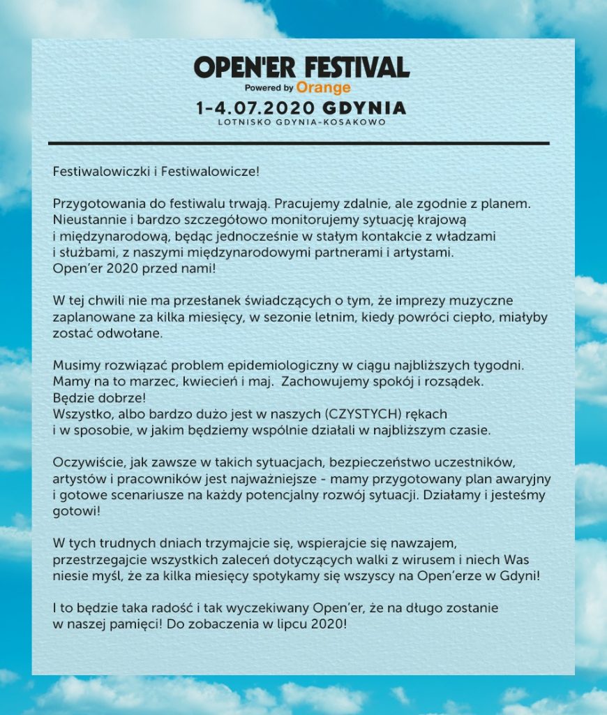 koronawirus Opener Festival