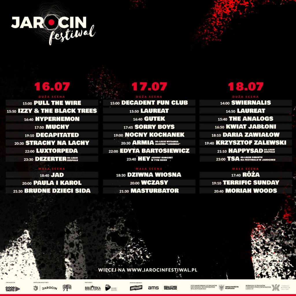 Jarocin Festiwal 2021 godzinowa rozpiska koncertów