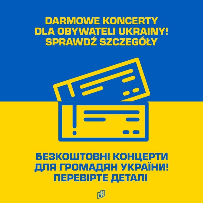 Winiary Bookings z darmowymi biletami na koncerty dla obywateli Ukrainy