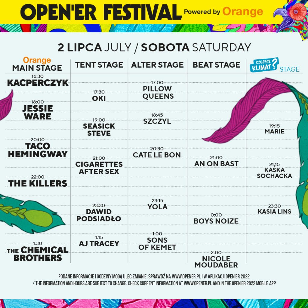 Open'er Festival 2022 line-up