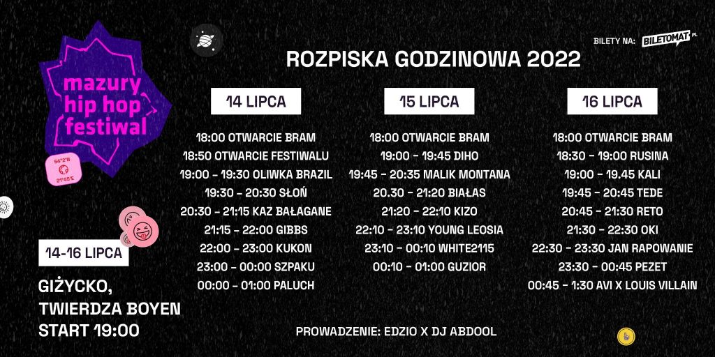 Mazury Hip Hop Festiwal 2022: znamy timetable!