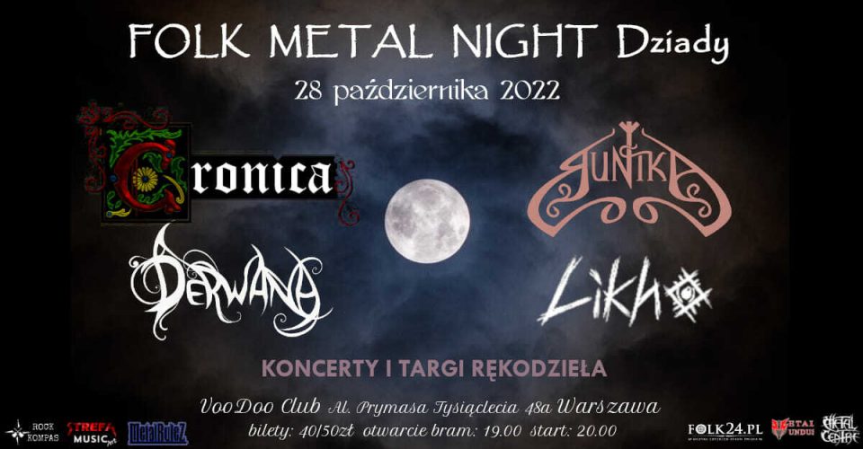 Folk Metal Night Dziady - Runika, Cronica, Derwana, Likho + mini targi rękodzieła @VooDooClub